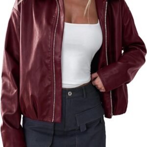 Cropped Faux Leather Biker Jacket