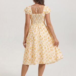 Vintage Floral A-Line Midi Dress