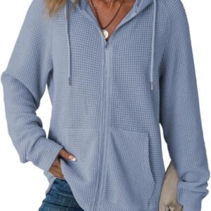 Waffle-Knit Full-Zip Hoodie