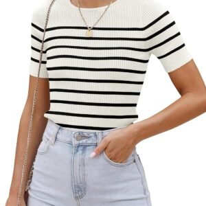 Striped Slim-Fit Crew Neck Short-Sleeve T-Shirt