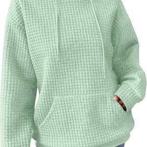 Waffle-Knit Pullover Hoodie