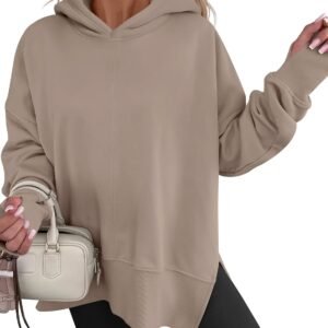 Side-Slit Fleece Pullover Hoodie