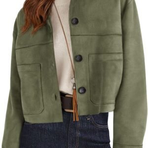Faux Suede Shirt-Style Jacket
