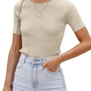 Ribbed Slim-Fit Crew Neck Short-Sleeve T-Shirt