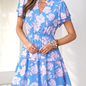 Bohemian Floral V-Neck Mini Dress