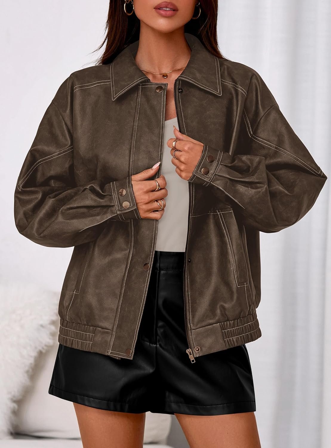 Oversized Faux Leather Jacket (Autumn/Winter Style) - Image 2