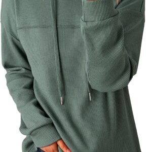 Lightweight Waffle-Knit Pullover Hoodie