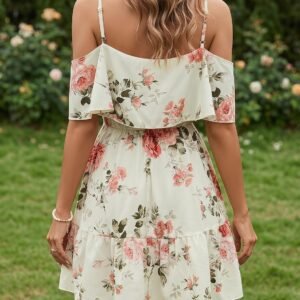 Off-Shoulder Floral Ruffled Mini Dress